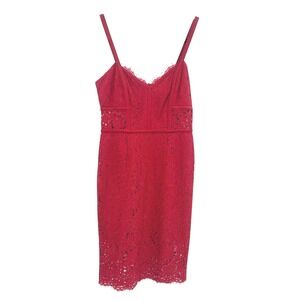 Coquette Red Lace Corset Midi Dress S Fitted Romantic Cocktail Y2K Express NWT